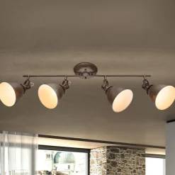 Loftlamper|Spotlights ^ Globo Giorgio - loftspot med 4 lyskilder i rustbrun