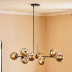 EMIBIG LIGHTING Pendellamper|Pendellamper > Glassy hængelampe, 8 lyskilder, sort, grafit, glas, E14