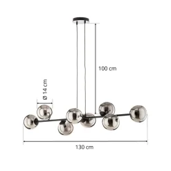 EMIBIG LIGHTING Pendellamper|Pendellamper > Glassy hængelampe, 8 lyskilder, sort, grafit, glas, E14