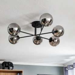 Gang|Loftlamper ^ EMIBIG LIGHTING Glassy loftlampe, sort, grafit, glas, 6 lyskilder, E14