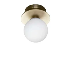 Globen Lighting Væg- Og Spejllamper > væglampe ART DECO, messing/hvid Ø 16 cm IP44