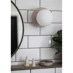 Globen Lighting Væg- Og Spejllamper > væglampe ART DECO, beige/hvid Ø 16 cm IP44