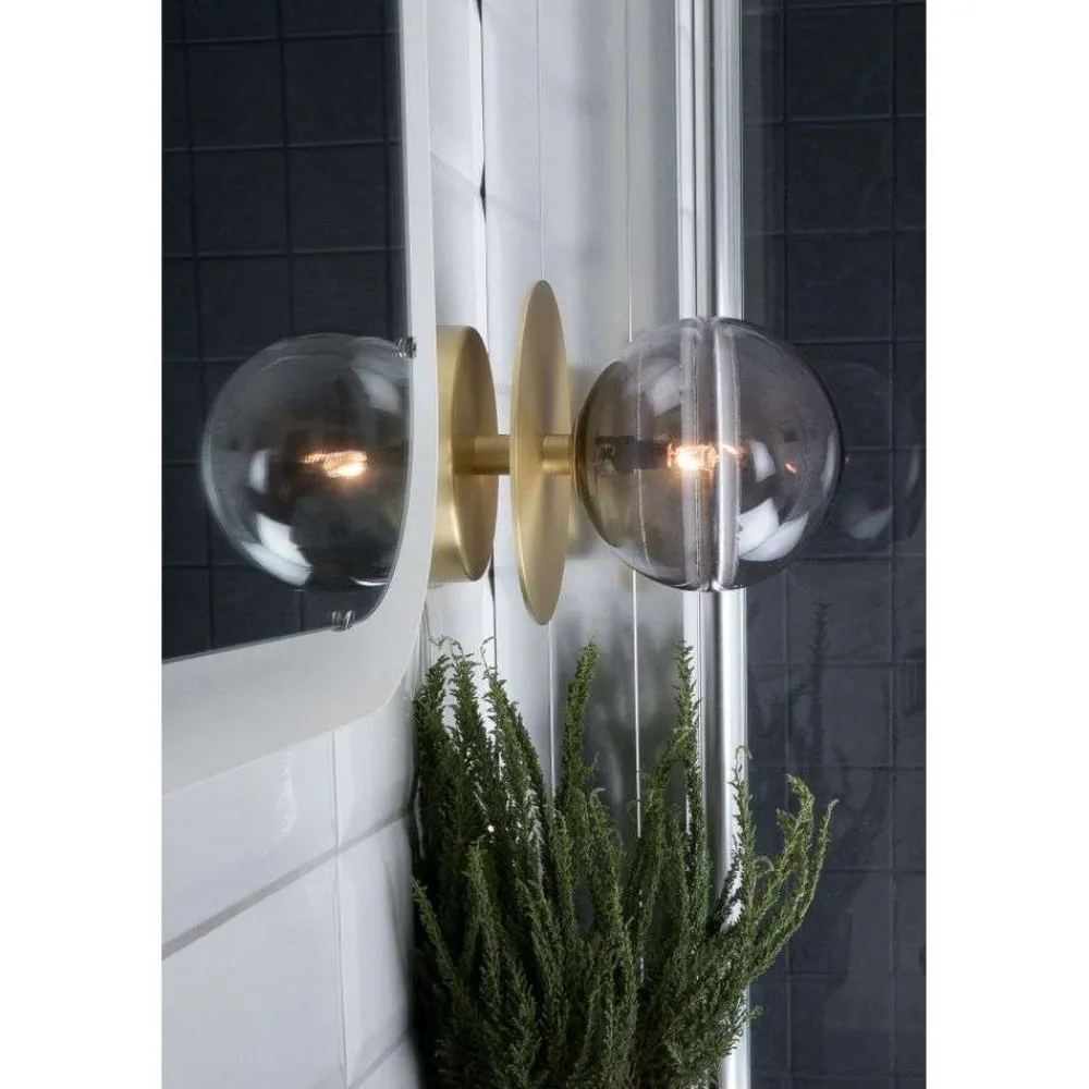 Væg- Og Spejllamper ^ Globen Lighting væglampe ART DECO, messing/grå Ø 16 cm IP44