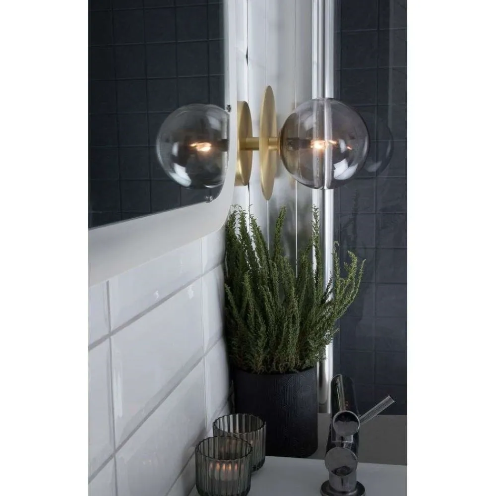 Væg- Og Spejllamper ^ Globen Lighting væglampe ART DECO, messing/grå Ø 16 cm IP44