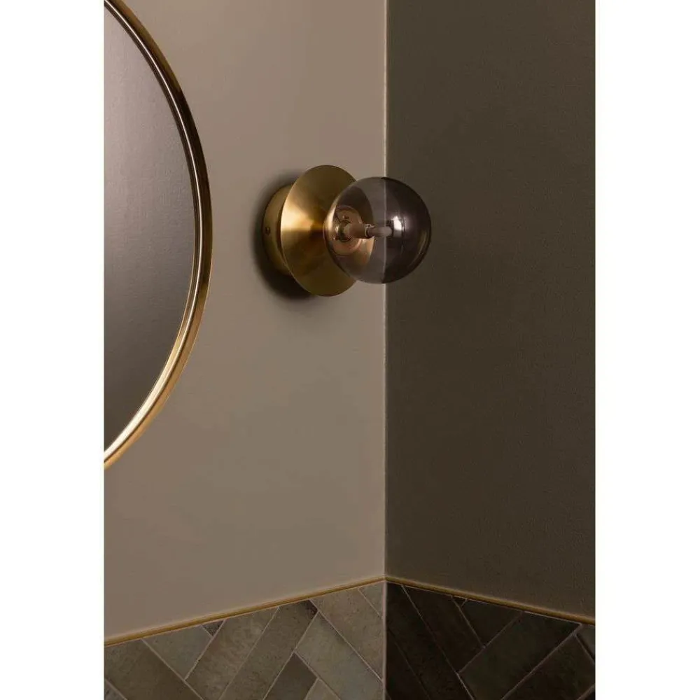 Væg- Og Spejllamper ^ Globen Lighting væglampe ART DECO, messing/grå Ø 16 cm IP44