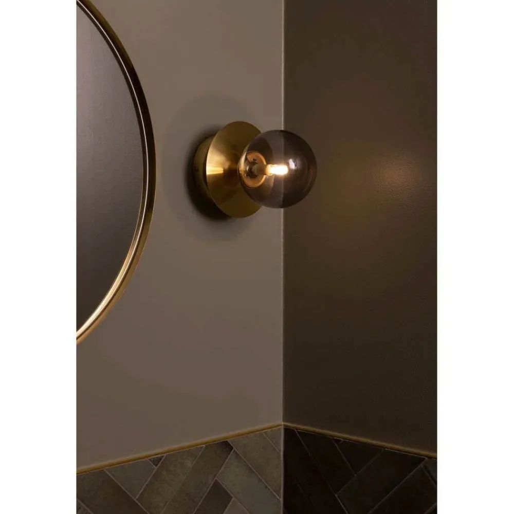 Væg- Og Spejllamper ^ Globen Lighting væglampe ART DECO, messing/grå Ø 16 cm IP44