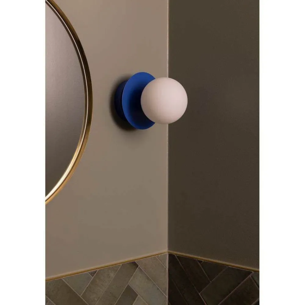 Væg- Og Spejllamper ^ Globen Lighting væglampe ART DECO, blå/hvid, Ø 16 cm, IP44