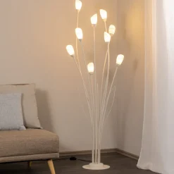 Jupiter Gulvlamper > Gloriosa gulvlampe, creme, glas, 9 lyskilder