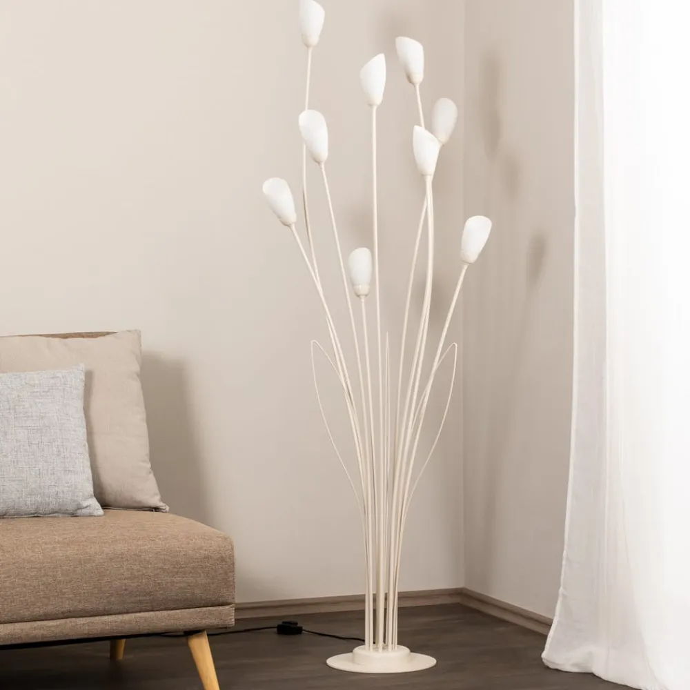 Jupiter Gulvlamper > Gloriosa gulvlampe, creme, glas, 9 lyskilder
