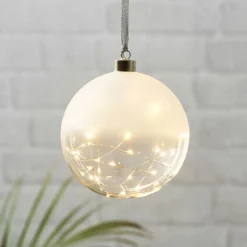 Julepynt|Vinduesdekoration ^ STAR TRADING Glow LED-dekokugle, frostet/klar, Ø 15 cm
