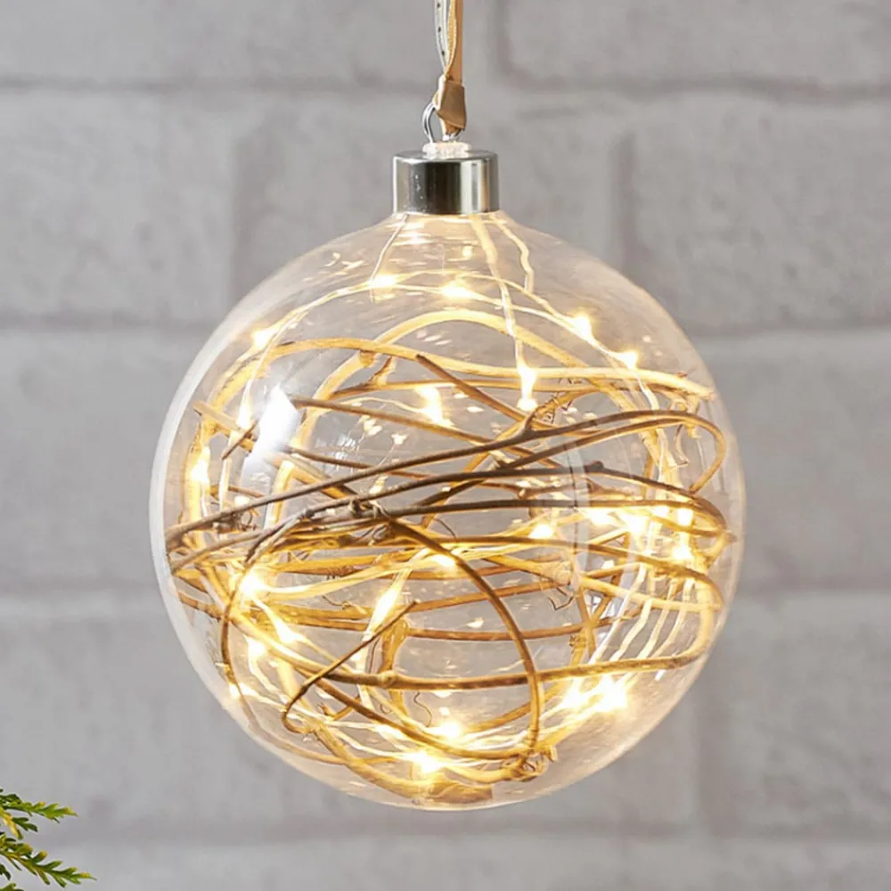 STAR TRADING Dekorationsbelysning|Julepynt > Glow LED-dekokugle, klar, rattan, Ø 15 cm