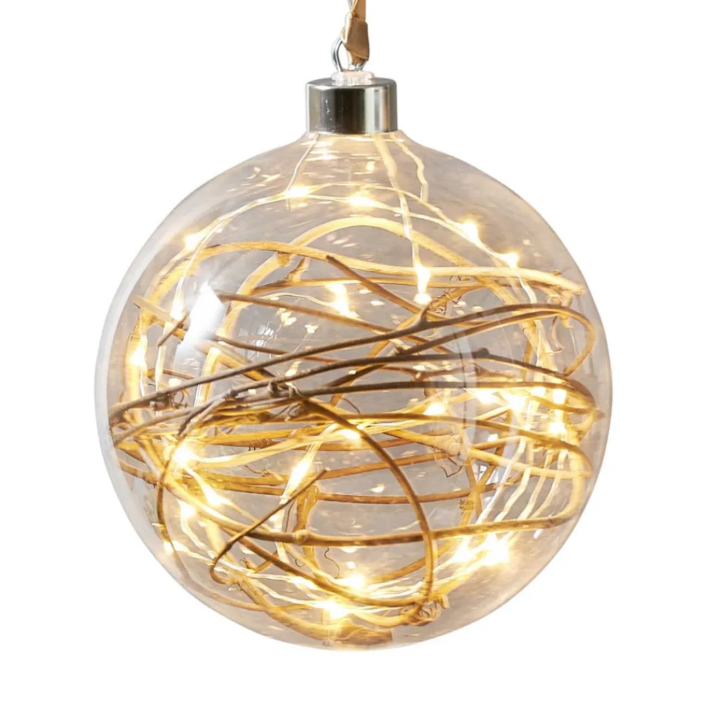 STAR TRADING Dekorationsbelysning|Julepynt > Glow LED-dekokugle, klar, rattan, Ø 15 cm