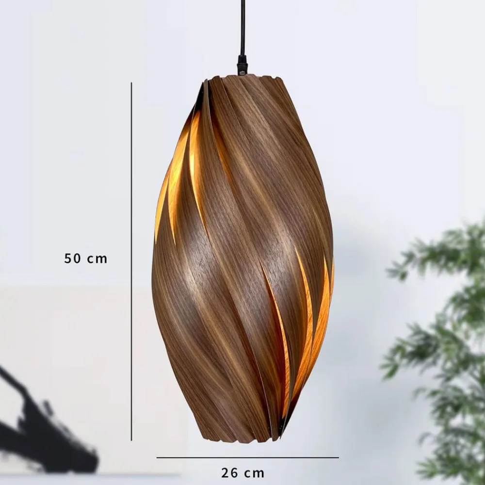 Bæredygtige Lamper|Pendellamper ^ Gofurnit Ardere pendellampe, nøddetræ, højde 50 cm