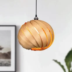 Bæredygtige Lamper ^ Gofurnit Mela pendellampe, kirsebærtræ, Ø 35 cm