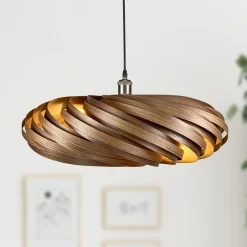 Bæredygtige Lamper|Pendellamper ^ Gofurnit Veneria hængelampe, nøddetræ, Ø 60 cm