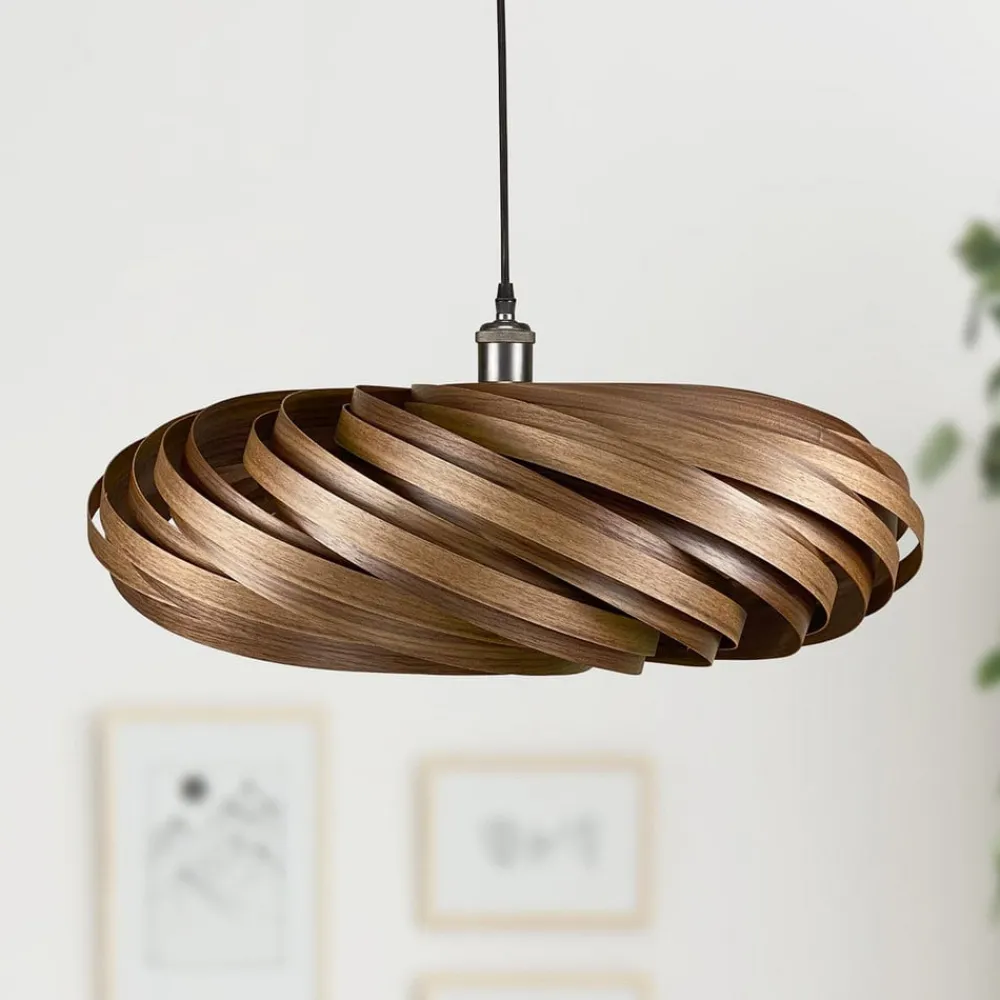Bæredygtige Lamper|Pendellamper ^ Gofurnit Veneria hængelampe, nøddetræ, Ø 60 cm