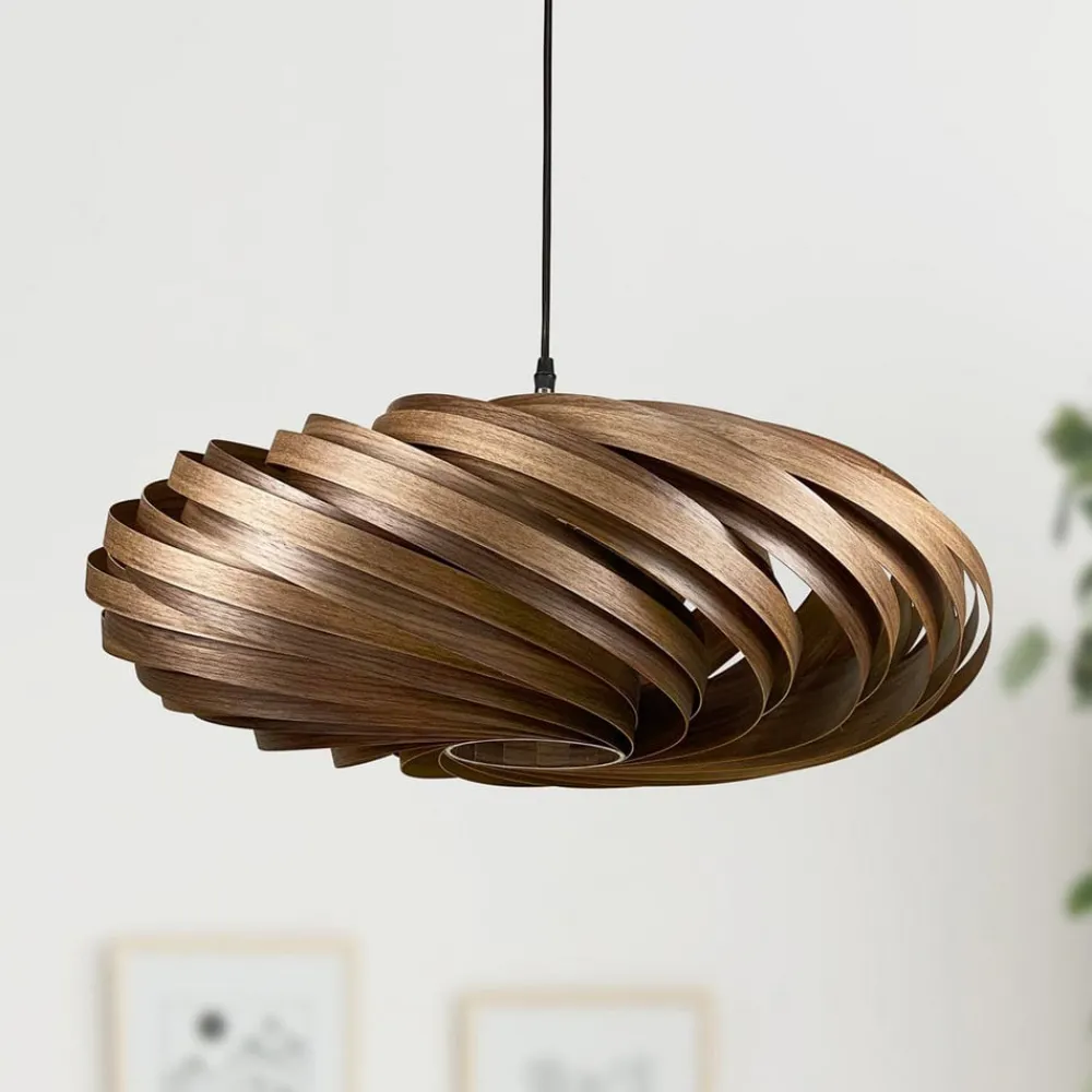Bæredygtige Lamper|Pendellamper ^ Gofurnit Veneria hængelampe, nøddetræ, Ø 60 cm