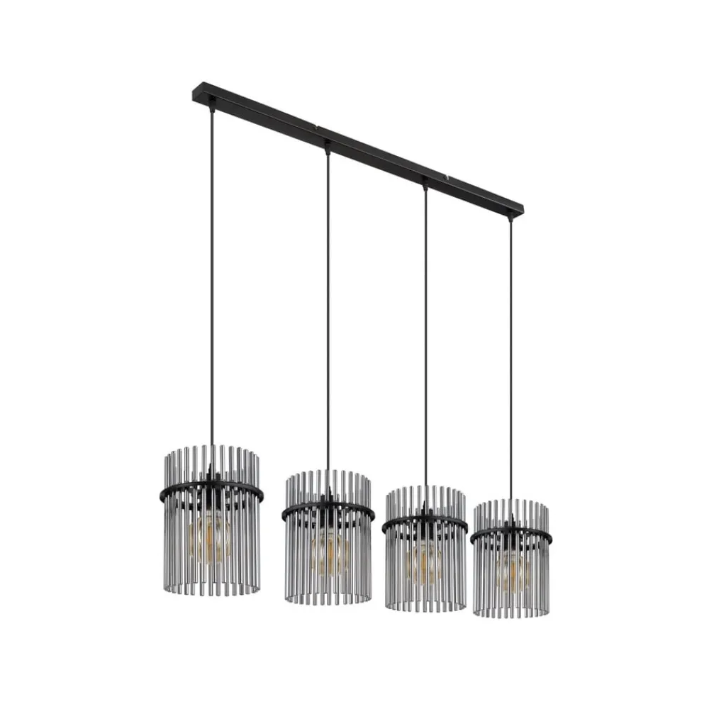 Globo Pendellamper > Gorley pendel, længde 110 cm, røggrå, 4-lys, glas