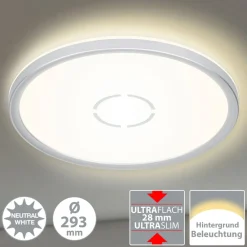Briloner Arbejdsrum/Kontor|Loftlamper > Gratis LED-loftlampe, Ø 29 cm, sølv