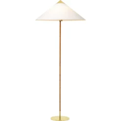Gulvlamper|Gulvlamper ^ GUBI 9602 gulvlampe, messing, med kanvasskærm