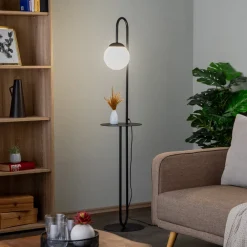 EMIBIG LIGHTING Gulvlamper|Gulvlamper > Gulvlampe Bari, sort, metal, glas