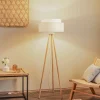 Duolla Gulvlamper|Gulvlamper > Gulvlampe Boho, treben creme-hvid/rattan