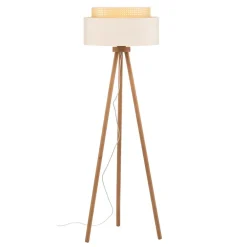 Duolla Gulvlamper|Gulvlamper > Gulvlampe Boho, treben creme-hvid/rattan