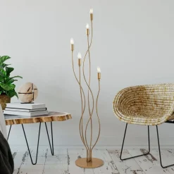 Opviq Gulvlamper > Gulvlampe Bonibon 13237 guldfarvet metal højde 160 cm 5 lyskilder.
