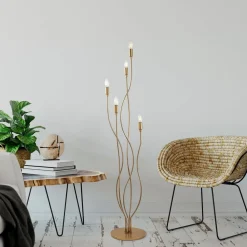 Opviq Gulvlamper > Gulvlampe Bonibon 13237 guldfarvet metal højde 160 cm 5 lyskilder.