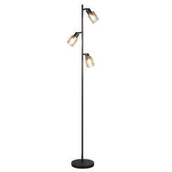 Reality Leuchten Gulvlamper > Gulvlampe Cadiz, sort/ravfarvet, 3 lyskilder, højde 154 cm