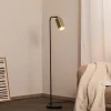 Opviq Gulvlamper|Gulvlamper > Gulvlampe Emek 4081, sort, skærm i antik guld