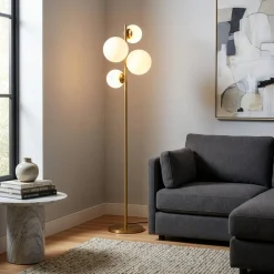 Opviq Gang|Pendellamper > Gulvlampe Fazli, guld, glas/metal, højde 162 cm, E14