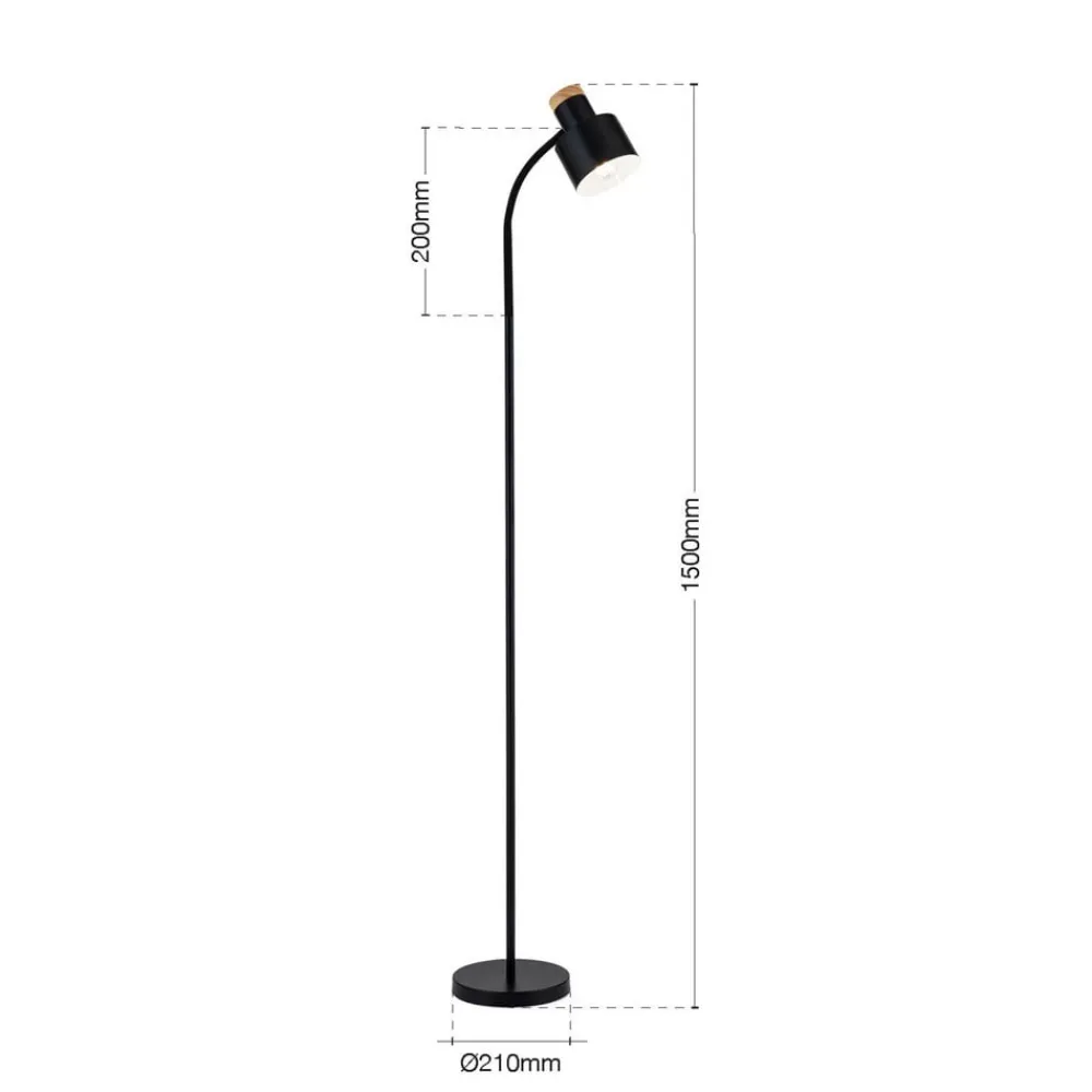 ORION Gulvlamper > Gulvlampe Gili, sort mat, stål, højde 150 cm, E27