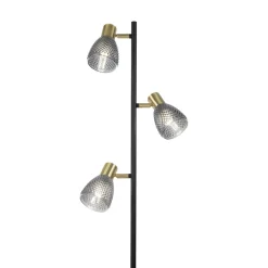 Näve Gulvlamper > Gulvlampe Lindita, 3 lyskilder, glas, jern, røggrå, E14