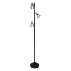 Näve Gulvlamper > Gulvlampe Lindita, 3 lyskilder, glas, jern, røggrå, E14