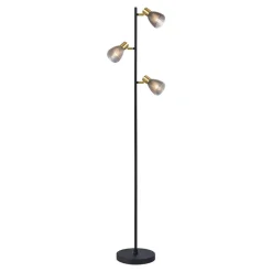 Näve Gulvlamper > Gulvlampe Lindita, 3 lyskilder, glas, jern, røggrå, E14