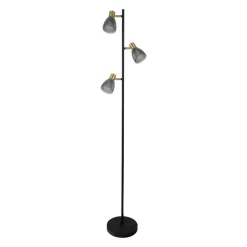 Näve Gulvlamper > Gulvlampe Lindita, 3 lyskilder, glas, jern, røggrå, E14