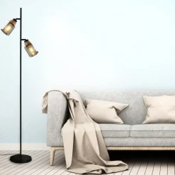 Gulvlamper|Gulvlamper ^ Briloner Gulvlampe 1486025 2 lyskilder skærme røgfarveglas