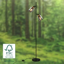 Gulvlamper|Gulvlamper ^ Briloner Gulvlampe 1486025 2 lyskilder skærme røgfarveglas