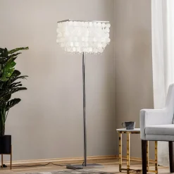 Gulvlamper|Gulvlamper ^ ONLI Gulvlampe Makani, krom, med muslingedekor