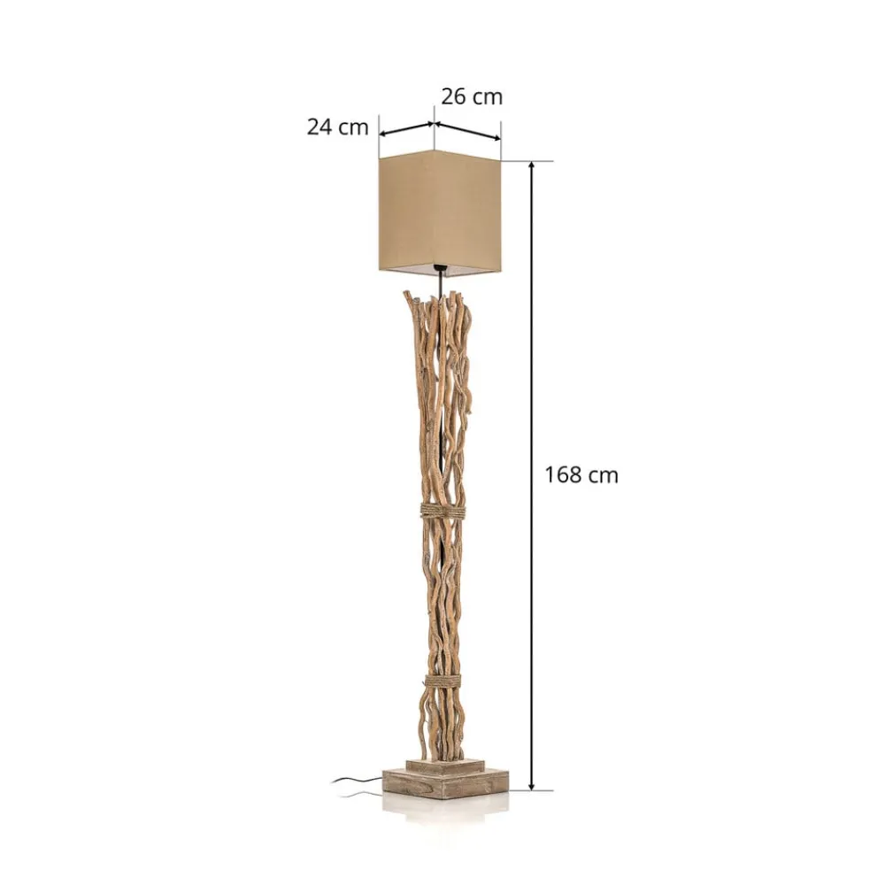 ONLI Gulvlamper|Gulvlamper > Gulvlampe Marica med stofskærm og træelement