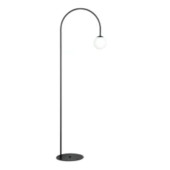 Gulvlamper|Gulvlamper ^ Domiluce Gulvlampe Nova, glas/metal, sort/hvid, højde 155 cm