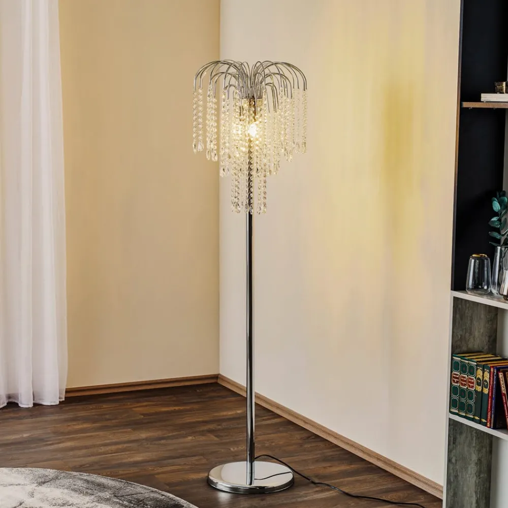 Gulvlamper|Gulvlamper ^ ONLI Gulvlampe Pioggia med krystalregn, krom