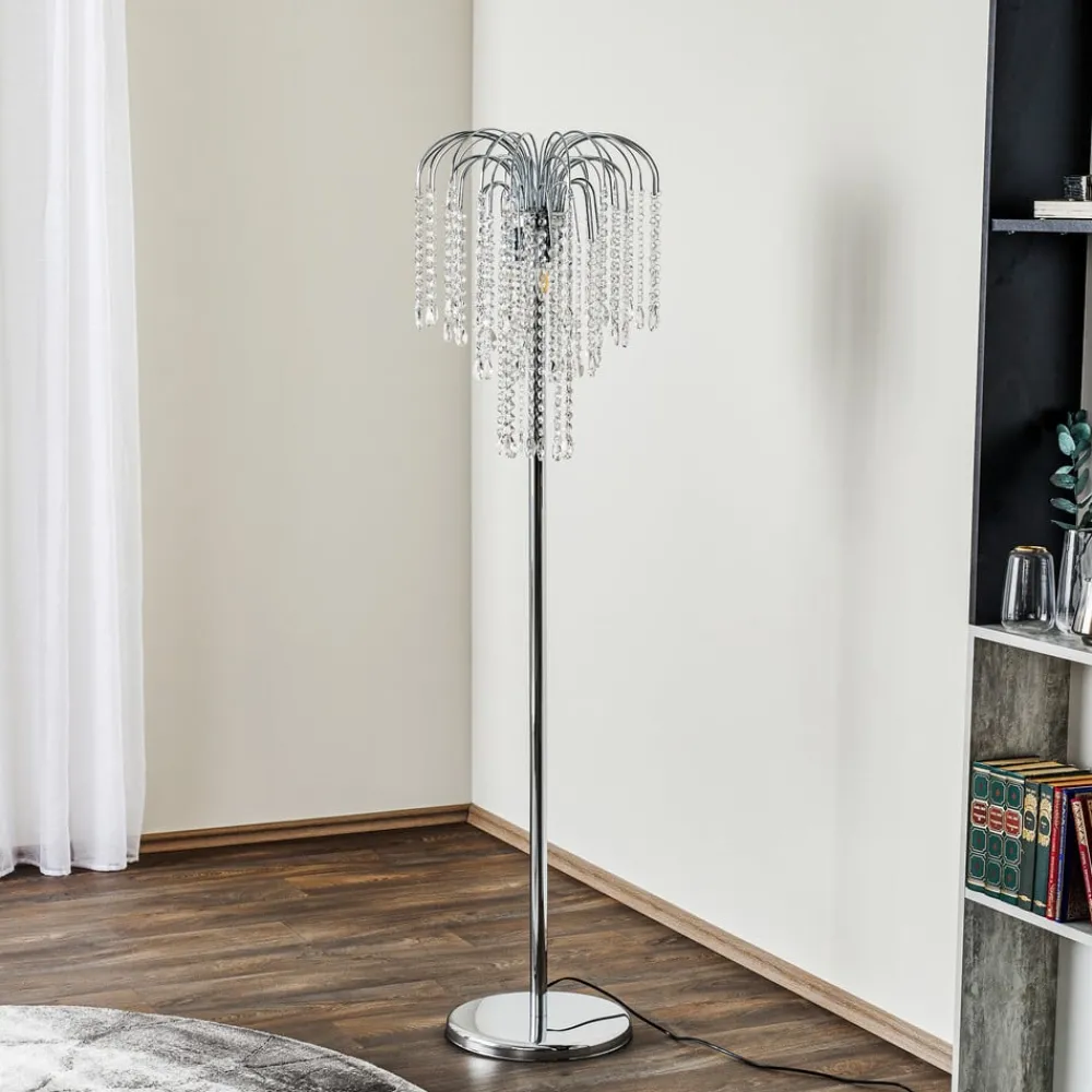 Gulvlamper|Gulvlamper ^ ONLI Gulvlampe Pioggia med krystalregn, krom
