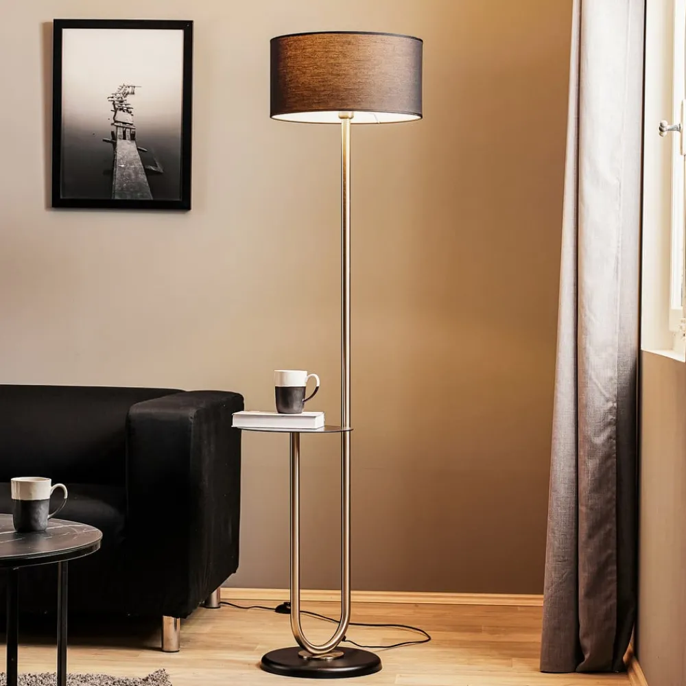 ONLI Gulvlamper > Gulvlampe Pongo med stofskærm og hylde