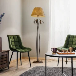 ONLI Gulvlamper > Gulvlampe Quercia, stofskærm og egeblade
