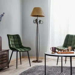 ONLI Gulvlamper > Gulvlampe Quercia, stofskærm og egeblade