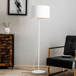 Duolla Gulvlamper|Gulvlamper > Gulvlampe Roller, hvid/guld, højde 145 cm