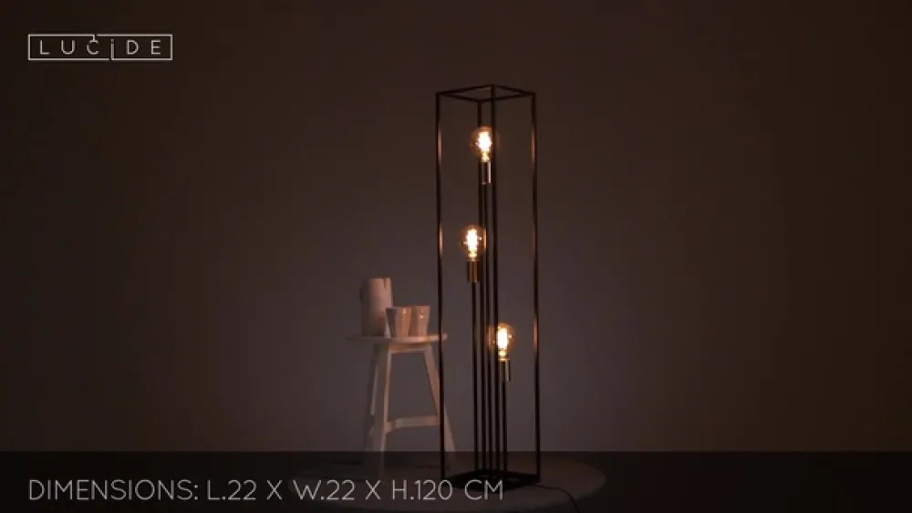 Lucide Gulvlamper|Gulvlamper > Gulvlampe Ruben, sort, tre lamper