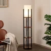 Gang|Gulvlamper ^ Opviq Gulvlampe Shelf, sort/kobber, stof, højde 130 cm, E27